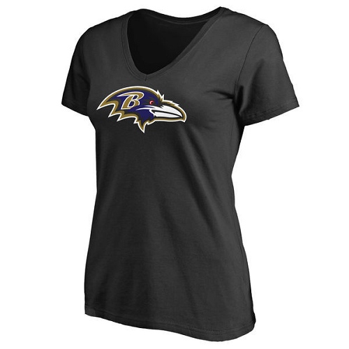 NFL Women's Baltimore Ravens Black Primary Team Logo Slim Fit T-Shirt